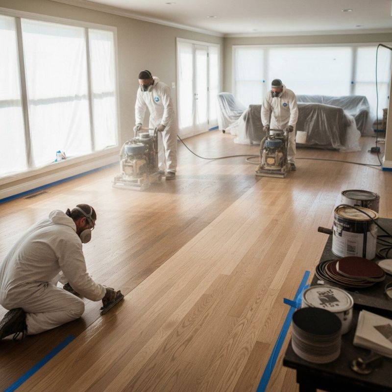 Local Hardwood Floor Resurfacing pros at work